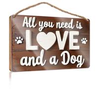 Cartelli divertenti per porta dell'ufficio amore e cane: combinazione perfetta cartello in legno piccoli cartelli per la decorazione della casa cartello estivo per porta (23 x 35 cm)