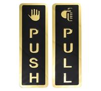 Cartelli for porte push pull 3D autoadesivi in acrilico nero e oro 6,5x2 pollici, confezione da 2