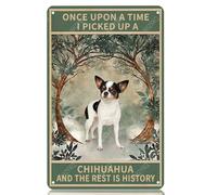 Cartelli in metallo C'era una volta un chihuahua e il resto è storia, cartello vintage in alluminio per casa, ufficio, cucina, bar, caffetteria, giardino, decorazione da parete, 8x12 pollici