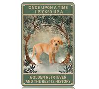 Cartelli in metallo C'era una volta un Golden Retriever e il resto è storia, cartello in latta vintage per casa, ufficio, cucina, bar, caffetteria, giardino, decorazione da parete, 8x12 pollici