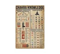 Cartelli in metallo con informazioni sui chakra, poster retrò, targhe con guida per principianti sullo yoga, decorazioni da parete per studio yoga, club room, 12x16 pollici