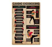 Cartelli in metallo con informazioni sul cardio kickboxing, poster con mosse di base per kickboxing, targhe guida per giocatori di kickboxing, decorazioni da parete per palestra, casa, 12x16 pollic