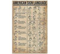 Cartelli in metallo con la scritta "American Sign Language Knowledge", per bambini, per casa, camera da letto, persone, caverna, bagno, soggiorno, bar, cucina, decorazione da parete, 8x12 pollici