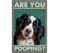 Cartelli in metallo con scritta "Cane da montagna bernese stai facendo la cacca?", divertente cartello in latta vintage, decorazione da parete in alluminio, targhe per bagno, toilette, cortile, 8×6 po