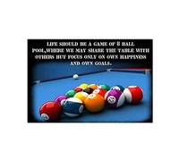 Cartelli in metallo con scritta "La vita dovrebbe essere una partita a 8 palle", poster, targhe artistiche tipografiche per sala da biliardo, decorazioni murali per amanti del biliardo, casa, club,