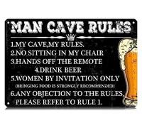 Cartelli in metallo con scritta "Man Cave Rules", divertenti cartelli vintage in latta, decorazioni da parete, poster in ferro per casa, fattoria, bar, caffetteria, pub, garage, regali per caverne del