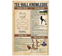 Cartelli in metallo con scritta "Tee-Ball Knowledge" e scritta "Come colpire una palla", per ufficio, camera da letto, persone, grotta, scuola, bagno, soggiorno, garage, bar, cucina, arredamento per l