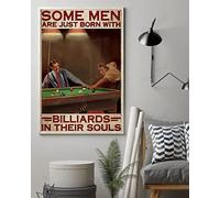 Cartelli in metallo con scritta "Uomini che giocano a biliardo", "Alcuni uomini nascono con il biliardo nell'anima", poster retrò, targhe per club di biliardo, decorazioni per bar, caffè, casa, fat