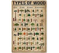 Cartelli in metallo da falegname, decorazione da parete, poster in alluminio, tipi di legno, targhe retrò, poster sulla conoscenza della lavorazione del legno, negozio di falegnameria, arredamento per