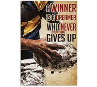 Cartelli in metallo ispiratori al rugby, targhe "Un vincitore è un che non si arrende mai", poster "Fino ai giocatori di rugby", collezione di targhe in latta, decorazioni murali per appassionati d