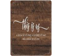 Cartelli in metallo per esterni "This Is Us A Little Bit of Crazy Loud And Whole Lot Love", cartello in alluminio con Scritture, opera d'arte, fattoria, per terrazza, interni, decorazioni aziendali,