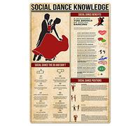 Cartelli in metallo per la conoscenza del ballo sociale, infografiche di base sul ballo sociale, poster in latta, decorazioni da parete per la casa, 8x12 pollici