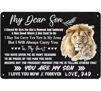 Cartelli in metallo per mio figlio, regalo di papà, "Ho chiuso gli occhi per un attimo e all'improvviso un uomo si è fermato dove prima c'era un ragazzo". Decorazione vintage retrò per la casa, 5,5x