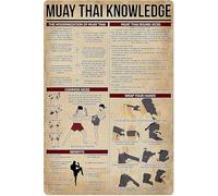 Cartelli in metallo, poster in latta con la conoscenza del Muay Thai, amanti delle arti marziali tailandesi, targhe retrò, decorazione per la stanza, decorazione da parete per garage, regalo, 12x8 po
