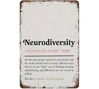 Cartelli in metallo sulla neurodiversità, poster vintage sulla definizione di neurodiversità, decorazione da parete retrò, targhe in latta, decorazioni divertenti per la casa, bar, stanza della fatto