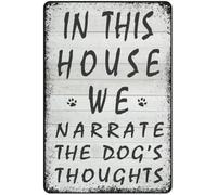 Cartelli in metallo vintage In questa casa raccon i pensieri del cane Cartelli retrò vintage Divertenti garage per uomini, caverna, porta d'ingresso, interni ed esterni, ufficio, garage, bar, caffett