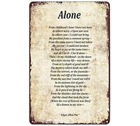 Cartelli in metallo vintage - Poesia Alone di Edgar Allan Poe, cartello in latta, poster, targa artistica da parete per casa, club, bar, soggiorno, 8x12 pollici