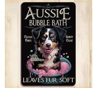 cartelli metallici Aussie Bubble Bath Sign, funny bathroom bath 8x12 Australian Shepherd dog sign vintage targhe