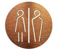 Cartelli per bagni uomo/donna, Cartello for porta WC unisex, alluminio composito, multicolore, dimensioni multiple(Gold 4,10x10cm)