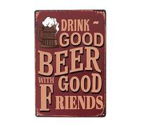 Cartelli Per Birra Vintage Bar Divertenti, Bevi Buona Birra Con Buoni Amici Poster Metal Vintage Cartelli Metallo Decorative Cartello Decorativo Per Bagno Cafe Club
