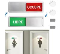 Cartelli per porte Libero/Occupato con 2 adesivi rotondi, 17,7x5,2cm Cartello scorrevole Argentato Cartelli decorativi e poster per riunioni WC Uffici scolastici WC Bagno Panneaux Porte Libre/OCCUPÉ