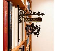 Cartelli Personalizzati per Libreria e Scaffale, Targhe Sospese in Acrilico Nero o Ferro per Angolo Lettura, Generi Dark Romance Fantasy Mystery, Decorazione Biblioteca, Regalo per Lettori (Stile01)