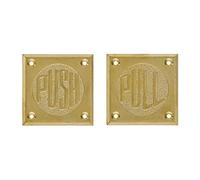 Cartelli Push Pull in Ottone for Porte in Legno 6,5x6,5 cm(A Pair)