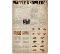 Cartelli retrò, poster sulla conoscenza dei waffle, guida alla scienza della cucina, cartelli in metallo, decorazioni per club, decorazioni da parete, targhe vintage, 12x8 pollici