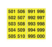 CARTELLI SEGNALATORI - 908.29 - Numero adesivo da 501 a 999 - 45 x 24 mm - 10 et-fg - 50 fogli - nero-giallo - 101843 - Conf. da 1 Pz. - 908.29