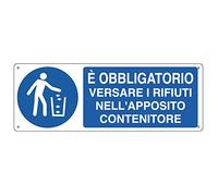 CARTELLO ALLUMINIO 35x12,5cm ' E' obbligatorio versare i rifi