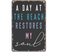 Cartelli Summer A Day At The Beach Restores My Soul Cartello In Metallo Retrò Addobbi Per Casa Negozi Ufficio Affari S