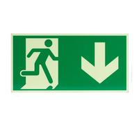Cartelli Uscita di Emergenza, Segnale Cartello Uscita di Emergenza, 30 x 15cm Uscita di Emergenza Cartello, Segnale Via di Fuga Adesivo in Alluminio per Esterno e Interno (Verso il basso)