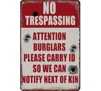 Cartelli vintage in metallo con scritta "Attenzione ladro, portare con sé un documento d'identità così possiamo avvisare il parente più prossimo", per casa, pub, ristorante, bar, casa, decorazione da