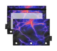 Cartellina artistica rossa fluorescente, 3 anelli con cerniera con tessuto trasparente per finestra, custodia grande e resistente, 3 anelli per riporre forniture scolastiche, studenti, insegnanti