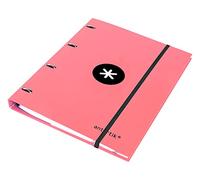 Cartellina con ricambio liderpapel antartik a4 quadro 5 mm foderato 4 anelli 25 mm colore corallo