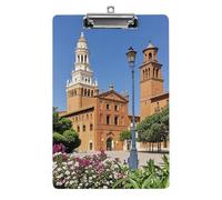 Cartellina portablocco in acrilico con motivo città spagnole, 31,8 x 21,6 cm, formato A4, clip in acrilico per aule, insegnanti, forniture per ufficio