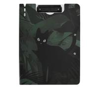 Cartellina portablocco pieghevole con motivo gotico Darkness Black Cats Jungle, formato A4, orizzontale e verticale, doppia clip per ufficio, con copertina