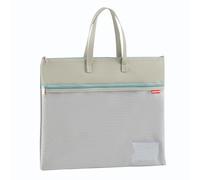 Cartellina portadocumenti A4 con zip, 35 x 28 cm, borsa impermeabile con doppia chiusura lampo, in nylon a rete, con maniglia, piccola etichetta, per studenti, ufficio, borsa da viaggio, verde