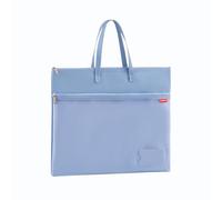 Cartellina portadocumenti A4 con zip, 35 x 28 cm, borsa impermeabile con doppia chiusura lampo, in nylon a rete, con maniglia, piccola etichetta, per studenti, ufficio, borsa da viaggio, blu