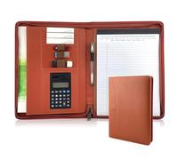 Cartellina portadocumenti con cerniera, formato A4, in pelle PU, con calcolatrice, per interviste, curriculum, agenda, pianificazione, tablet, custodia per uomini, donne, uomo d'affari