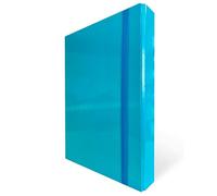Cartellina Portadocumenti con Elastico Piatto 1 Pezzo Dorso 5cm Cartellina 3 Lembi Rigida con Elastico in Cartone Plastificato Lucido per Ufficio, Scuola o Studio Made in Italy Azzurro