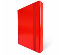 Cartellina Portadocumenti con Elastico Piatto 10 Pezzi Dorso 5cm Cartellina 3 Lembi Rigida con Elastico in Cartone Plastificato Lucido per Ufficio, Scuola o Studio Made in Italy Rosso