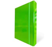 Cartellina Portadocumenti con Elastico Piatto 10 Pezzi Dorso 5cm Cartellina 3 Lembi Rigida con Elastico in Cartone Plastificato Lucido per Ufficio, Scuola o Studio Made in Italy Verde Lime