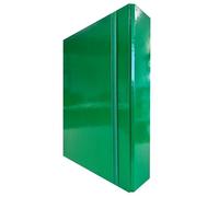 Cartellina Portadocumenti con Elastico Piatto 5 Pezzi Dorso 10cm Cartellina 3 Lembi Rigida con Elastico in Cartone Plastificato Lucido per Ufficio, Scuola o Studio Made in Italy Verde