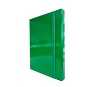 Cartellina Portadocumenti con Elastico Piatto 5 Pezzi Dorso 3cm Cartellina 3 Lembi Rigida con Elastico in Cartone Plastificato Lucido per Ufficio, Scuola o Studio Made in Italy Verde