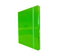 Cartellina Portadocumenti con Elastico Piatto 5 Pezzi Dorso 3cm Cartellina 3 Lembi Rigida con Elastico in Cartone Plastificato Lucido per Ufficio, Scuola o Studio Made in Italy Verde Lime