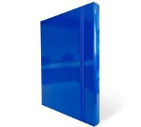 Cartellina Portadocumenti con Elastico Piatto 5 Pezzi Dorso 3cm Cartellina 3 Lembi Rigida con Elastico in Cartone Plastificato Lucido per Ufficio, Scuola o Studio Made in Italy Blu