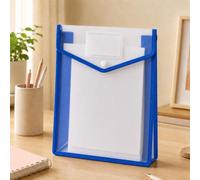 Cartellina portadocumenti in formato A4, con chiusura a scatto e tasca per etichette, con chiusura a scatto e tasca per etichette, per contratti d'ufficio, esami, rapporti, colore: blu