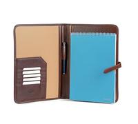 Cartellina portadocumenti in pelle, Executive Folio A4, in vera pelle, porta notebook professionale, cartella da lavoro in pelle per uomini e donne (marrone)