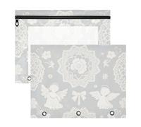 Cartellina portadocumenti in plastica robusta per lettere A4, confezione da 2 pezzi, forniture scolastiche per studenti e fiori di angelo in pizzo bianco